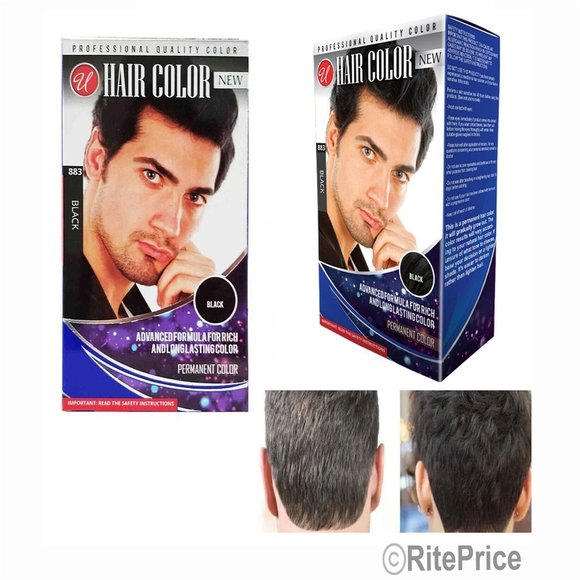 Men's Hair and Beard Black Color Dye Permanent Professional in 5 Minute (2 Pack) - Picture 2 of 7
